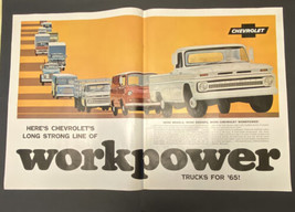 Vintage Print Ad Chevy Truck Workpower Chevrolet Van Ephemera 20 3/4x13 3/8 2-pg - $9.79