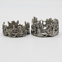 Pewter Cherubs &amp; Angels Pair of Tealight Holders Scents &amp; Accents 1999 Vintage  - £11.89 GBP