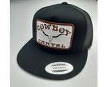 Cowboy Cartel Flat Bill Mesh Snapback Embroidered Patch Cap Hat Black - £22.25 GBP