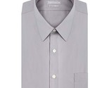 Van Heusen Men&#39;s Poplin Fitted Solid Point Collar Dress Shirt Gray Size 2XL - $18.69