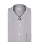 Van Heusen Men&#39;s Poplin Fitted Solid Point Collar Dress Shirt Gray Size 2XL - £13.95 GBP