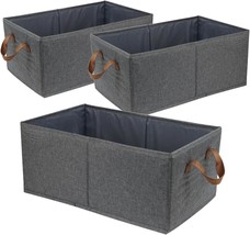 Pack Of 3 Large Capacity Storage Bins Closet Organizer System, Sturdy Foldable - $39.93