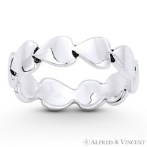 Stackable Heart Love Charm Ring Oxidized .925 Sterling Silver 5mm Eternity Band - £17.38 GBP