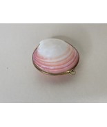 Natural Shell Treasure Box Gold Tone Edges and Hinges 3 Inches D Handmade - £11.67 GBP