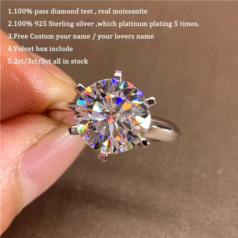 Moissanite engagement ring women 14k white gold plated lab diamond ring sterling silver thumb200