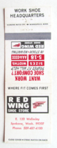 Red Wing Shoe Store - Spokane, Washington 20 Strike Matchbook Cover Matchcover - £1.18 GBP