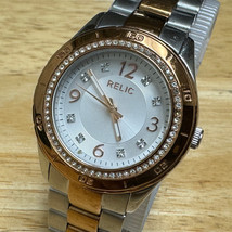 Relic Quartz Watch ZR11925 Women 30m Dual Tone Steel Faux Diamonds New Battery - £17.10 GBP