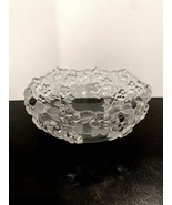 Carmen Crystal Clear Glass Bowl Round Frosted Embossed Floral 8 5/8&quot; 3D ... - $31.68