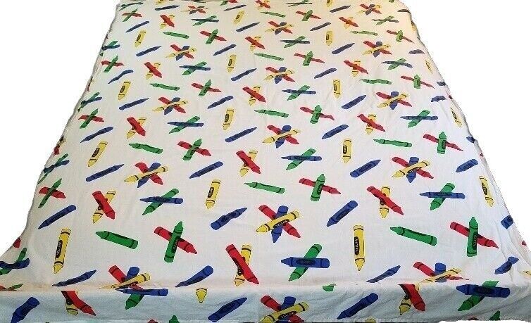 Primary image for Crayons Crayon Flat Twin Bed Sheet Red Yellow Blue Green Primary Colors