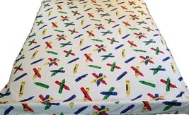 Crayons Crayon Flat Twin Bed Sheet Red Yellow Blue Green Primary Colors - $19.59