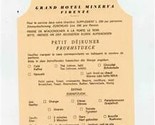 Grand Hotel Minerva Door Hangar Menu Firenze Florence Italy  - $17.82