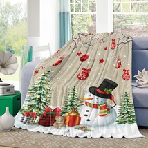 Christmas Tree Branch Red Balls 50&quot;X80&quot; Flannel Fleece Throw Blanket For Bed, - £66.13 GBP