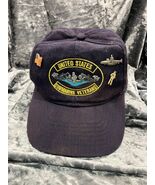 &quot;VETERAN&quot; U.S. Navy Submarine Hat Dark Blue Ball Cap Used gift Hat Pins - $11.88