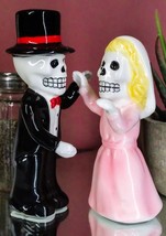 Dias De Los Muertos Wedding Waltz Dance Sugar Skulls Ceramic Salt Pepper... - $328.55 MXN