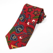 Banana Republic Vintage Men&#39;s 100% Cotton Tie Abstract Floral Star Pattern Red - £14.22 GBP