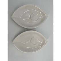 Villeroy &amp; Boch Palm Snack Plate Set of 2 White Ceramic Leaf Shape - £30.27 GBP