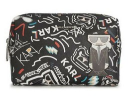 Karl Lagerfeld Large Cosmetic Bag With Applique Amour Leather NWT - £61.58 GBP