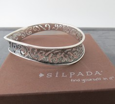 Silpada Bangle Bracelet B2082 Sterling Silver Textured Finish Open Work ... - £55.08 GBP
