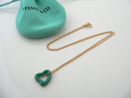 Tiffany &amp; Co 18K Gold Turquoise Heart Necklace Gemstone Pendant Gift Pou... - £1,175.22 GBP