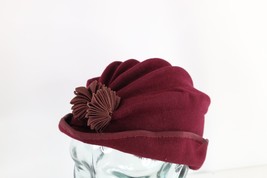 Vintage 20s 30s Roaring 20s Flapper Girl Felt Wool Pleated Hat Cap Maroo... - £62.10 GBP