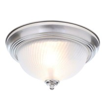 Hampton Bay 11 in. 2-Light Brushed Nickel Flush Mount with Frosted Swirl Glass S - £15.81 GBP