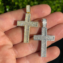 Men&#39;s 1.30 CT MOISSANITE Diamond Pave Set Cross Pendant 14K Gold Plated ... - $160.16 CAD
