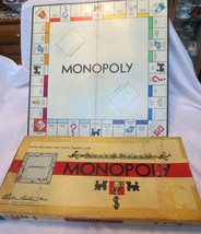 Vtg Monopoly Game 1954 Game Wood Pieces Rules Board &amp; Orig Box - £9.45 GBP