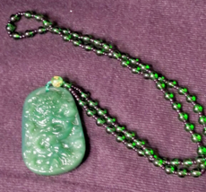 Jadeite (like) Dragon / Serpent  Lucky Amulet Pendant Charm Necklace Jew... - $10.81