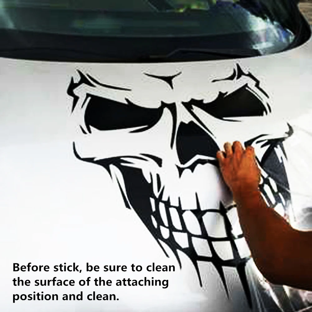 18&quot; Black Skull Hood Decal Vinyl Large Graphic Sticker for Car and Truck Windows - £11.80 GBP