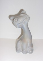 Fenton Glass Grey Marble 6&quot; Large Happy Cat FAGCA Exclusive 2023 Mosser Glass - £106.92 GBP