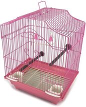 14" Pink Wire Bird Cage Parakeet Finch Budgie Canary Cockatiel Lovebird ... - $26.99