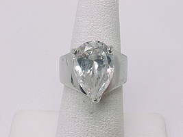 10 Carat CUBIC ZIRCONIA Vintage Ring in STERLING Silver - Size 6 -BIG an... - £64.49 GBP