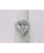 10 Carat CUBIC ZIRCONIA Vintage Ring in STERLING Silver - Size 6 -BIG an... - $80.00