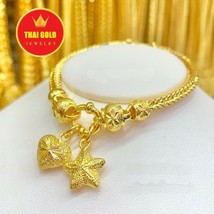 Bracelet Star Heart Bangle Twisted Rope18K Yellow Gold Plated Women 15 G L 8&quot; - £36.75 GBP