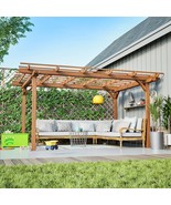12x10 FT Outdoor Wood Pergola: Garden Patio Deck Climbing Plant Support - $1,095.55 CAD
