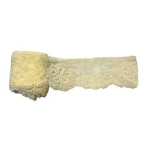 Scalloped Flowers Lingerie Yellow Floral Lace Trim Roll 2.5” Wide 4.5 Yds VTG - £9.78 GBP