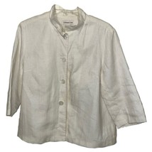 Coldwater Creek Cream White Linen Jacket Womens Size 10 Petite - £19.57 GBP
