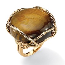 14K Gold Cabochon Shaped Tigers Eye Gp Channel Set Ring Size 6 7 8 9 10 - $99.99