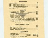 Golden Longhorn Bar B Q Menu Pacific Ave South Tacoma Washington 1980&#39;s - £14.20 GBP