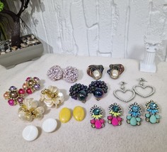 Lot 10 Vintage Statement Earrings Clip-On &amp; Pierced Retro Costume Jewelr... - $922.02 MXN