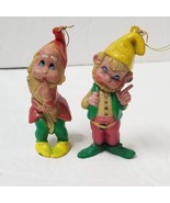 2 Macau Dwarves Vintage Dwarf Elf 3&quot; Figurine Ornament Cute Silly Set Lot - £11.00 GBP
