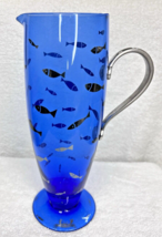 Cobalt w Silver Fish Cocktail Martini Pitcher Nick Munro w Pewter Handle... - $2,277.93 MXN