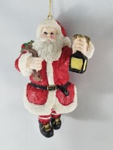 Santa Claus with Lantern Ornament Dangling Legs Sack of Toys 4 1/2&quot; - £6.40 GBP