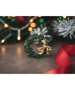 Holly Wreath Brooch Pin | Vintage Signed Green Enamel Christmas Jewelry ... - $22.99