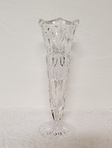 Vintage Hofbauer Byrdes Crystal 8&quot; Clear Etched Bud Vase IMMACULATE - £9.46 GBP