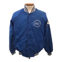 Letterman Varsity Jacket Blue Nylon AIC Men&#39;s Large Hartwell Vintage &#39;80... - $23.76