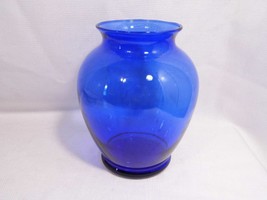 vintage Cobalt Blue Art Glass Flower floral arrangement Vase - $11.99