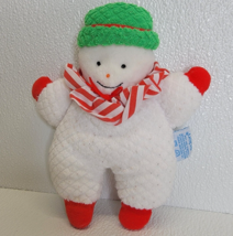 Vintage Eden Snowman Plush Terrycloth Rattle Lovey Christmas White Waffl... - $43.55