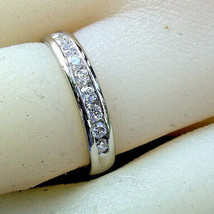 Earth mined Diamond Deco Wedding Band Half Eternity Anniversary Ring 14k Gold - £1,307.32 GBP