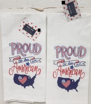 2 Embroidered Thin Kitchen Towels,16&quot;x28&quot;, Patriotic, Proud To Be An American,Hl - £8.55 GBP